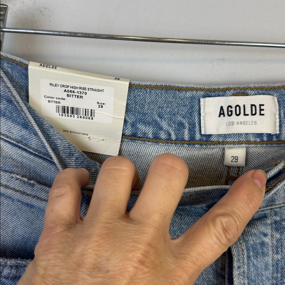 NWT Agolde Riley High Rise Straight Crop Jeans in Bitter Size 29 Cotton Stretch - Picture 15 of 16